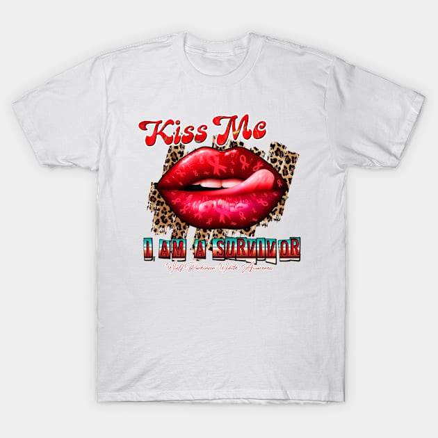 Wolf-Parkinson-White Awareness Ribbon Lips Kiss Me I am A Survivor Supporting GIft for Fighter T-Shirt by JerryCompton5879